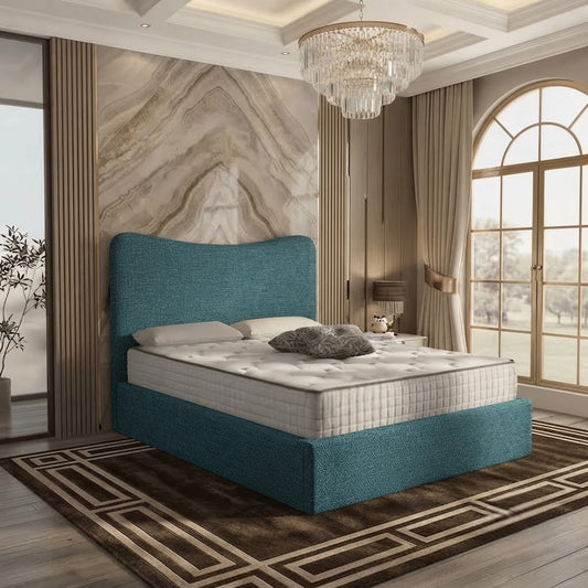 Haven Upholstered Ottoman Bed - Teal Linen
