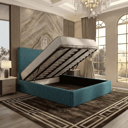 Haven Upholstered Ottoman Bed - Teal Linen