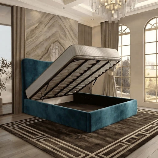 Haven Upholstered Ottoman Bed - Teal Plush Velvet