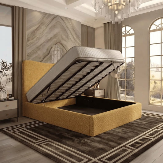 Haven Upholstered Ottoman Bed - Tumeric Plush Velvet