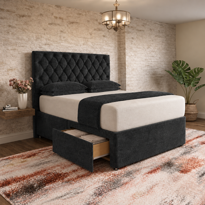 Mayfair Chesterfield Divan Bed - Black Chenille