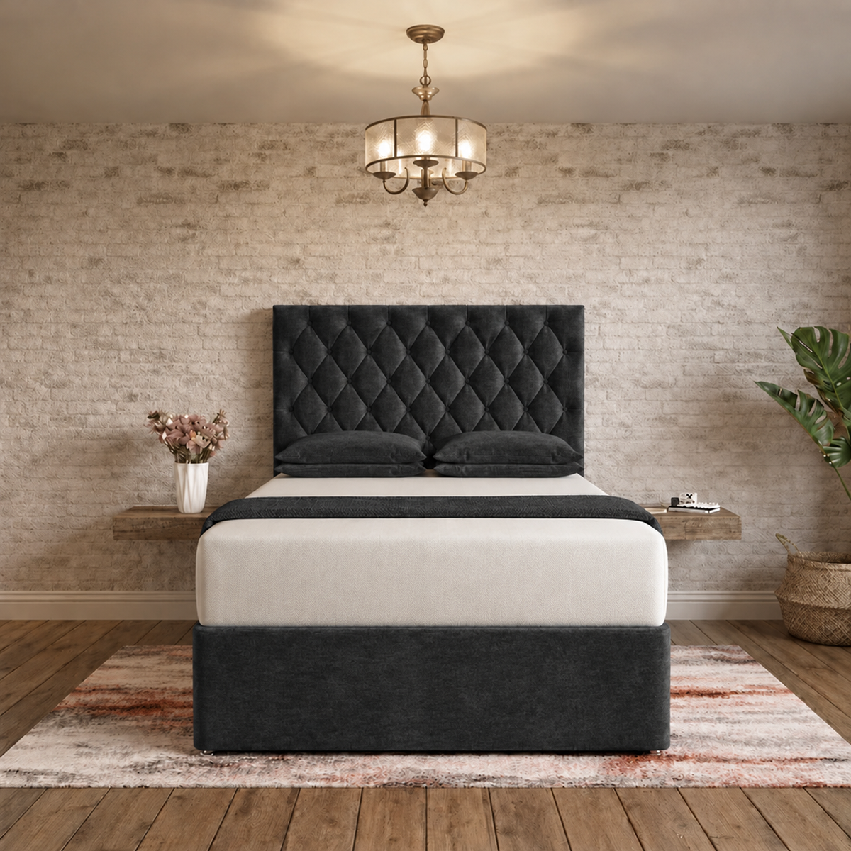 Mayfair Chesterfield Divan Bed - Black Chenille
