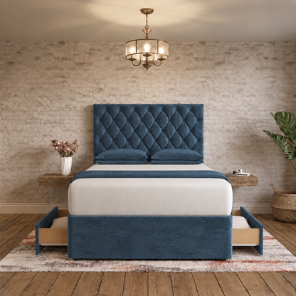 Mayfair Chesterfield Divan Bed - Blue Chenille