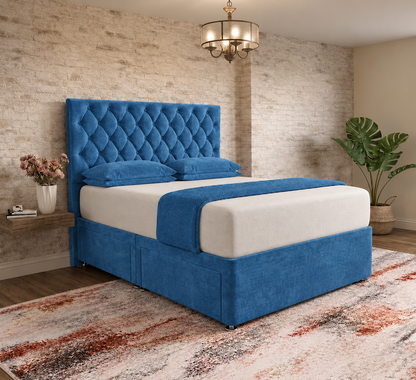 Mayfair Chesterfield Divan Bed - Blue Naples