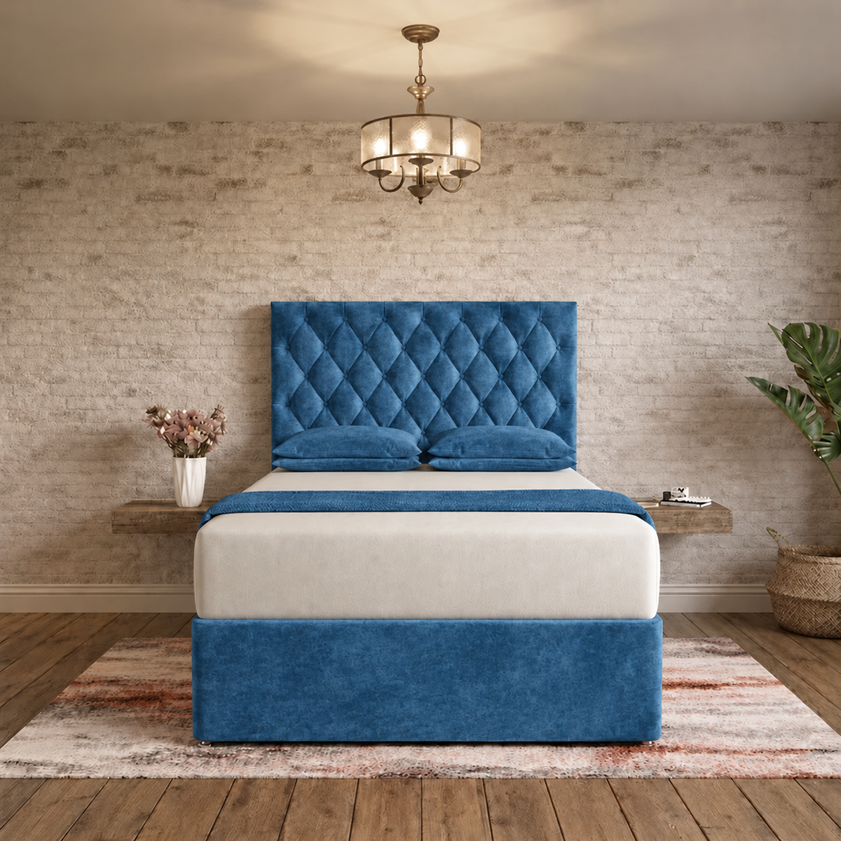 Mayfair Chesterfield Divan Bed - Blue Naples