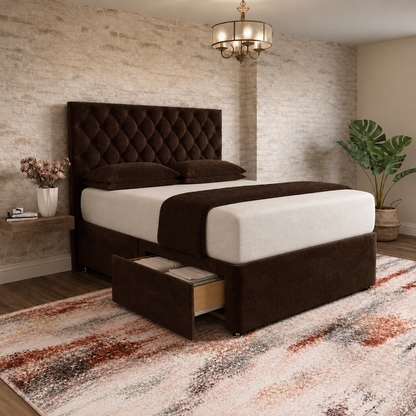 Mayfair Chesterfield Divan Bed - Brown Naples