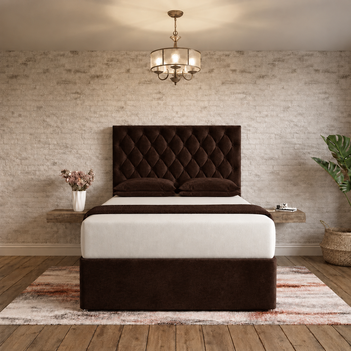 Mayfair Chesterfield Divan Bed - Brown Naples