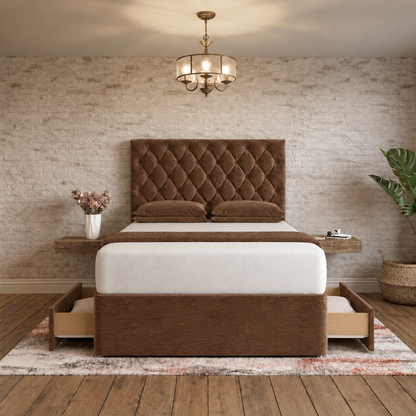 Mayfair Chesterfield Divan Bed - Brown Chenille