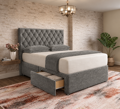 Mayfair Chesterfield Divan Bed - Charcoal Chenille