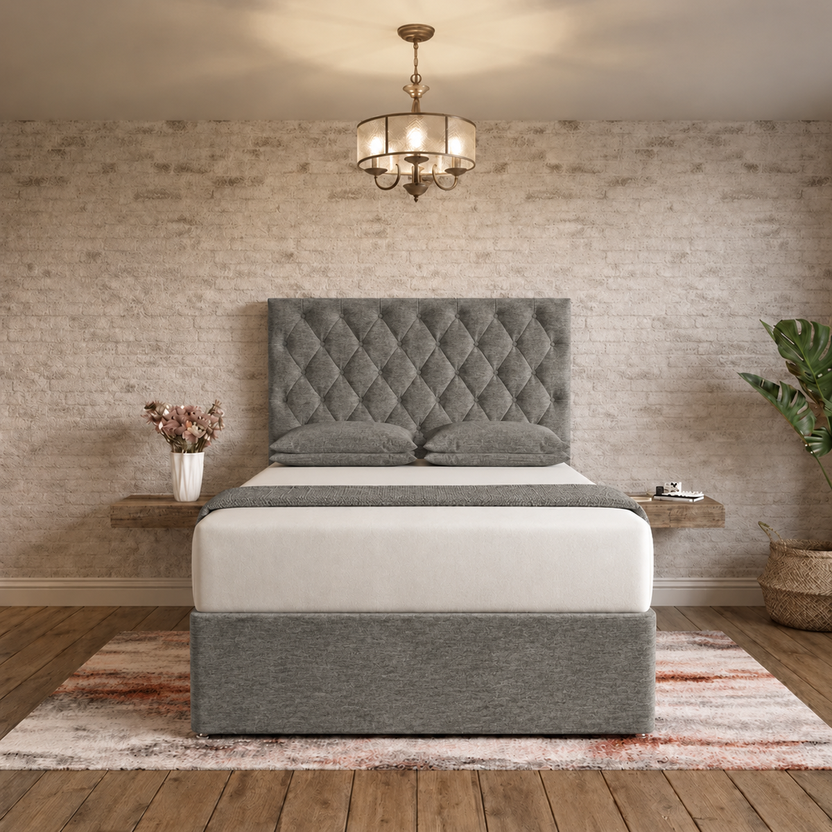 Mayfair Chesterfield Divan Bed - Charcoal Chenille