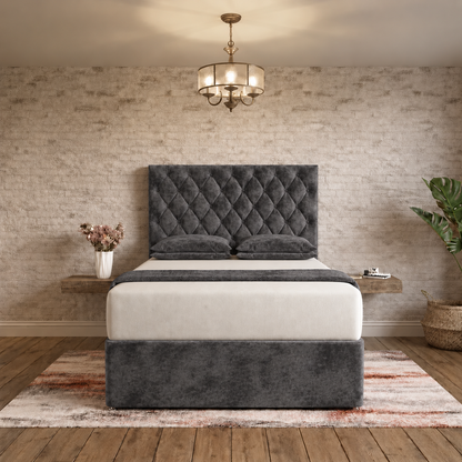 Mayfair Chesterfield Divan Bed - Charcoal Plush Velvet