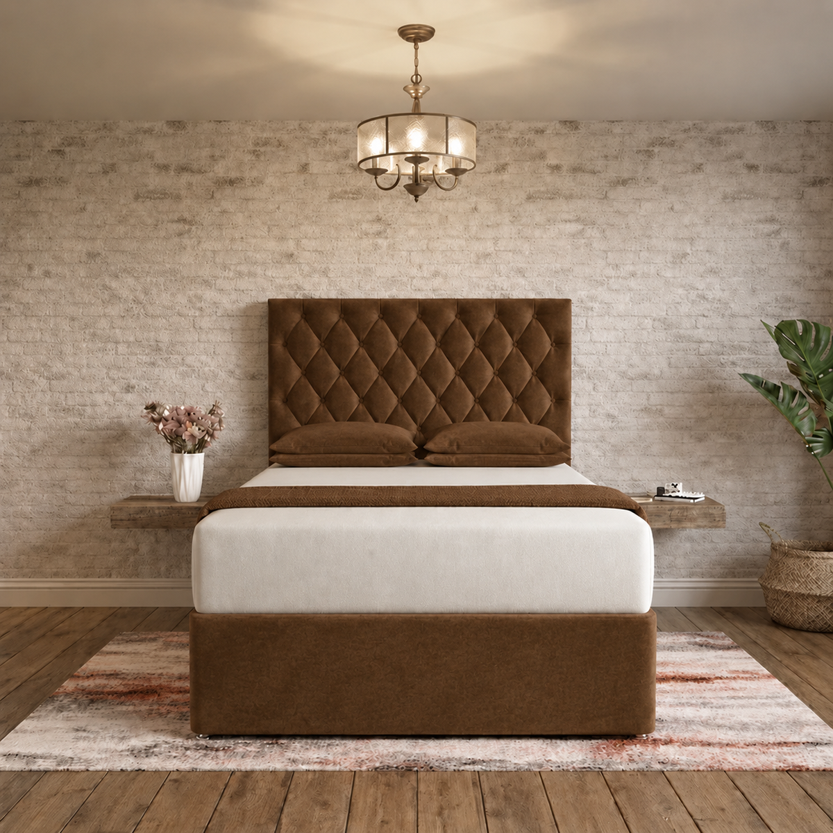 Mayfair Chesterfield Divan Bed - Chocolate Plush Velvet
