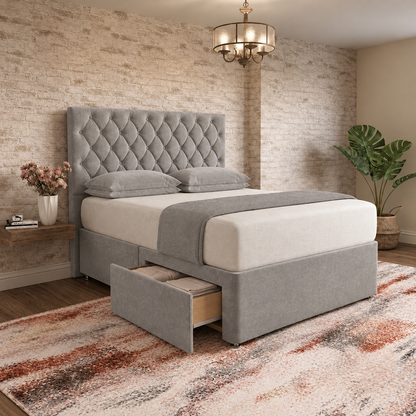 Mayfair Chesterfield Divan Bed - Clay Wool