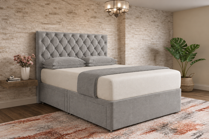 Mayfair Chesterfield Divan Bed - Clay Wool