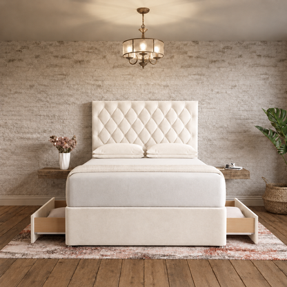 Mayfair Chesterfield Divan Bed - Cream Naples