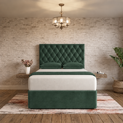 Mayfair Chesterfield Divan Bed - Green Plush Velvet