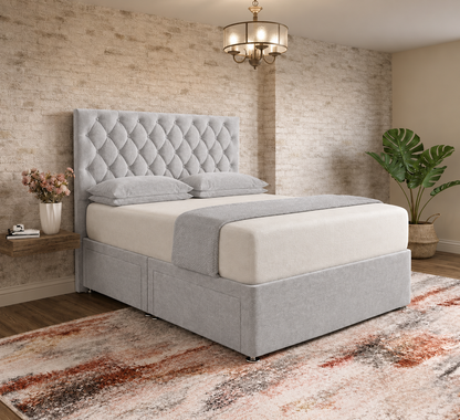 Mayfair Chesterfield Divan Bed - Grey Chenille