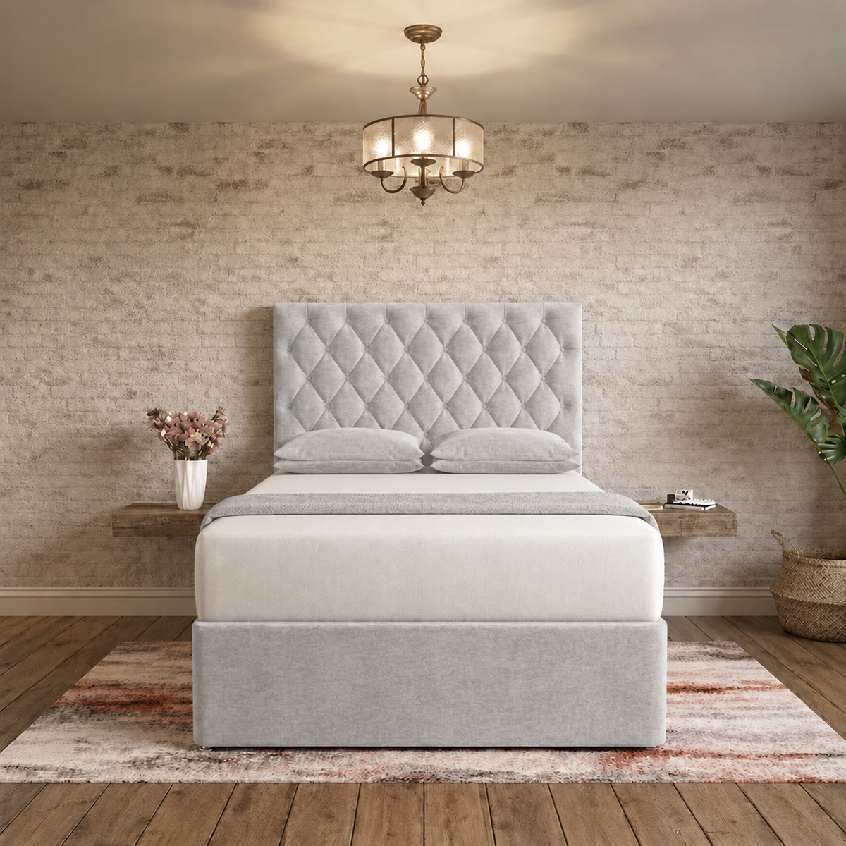 Mayfair Chesterfield Divan Bed - Grey Chenille