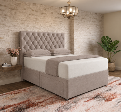 Mayfair Chesterfield Divan Bed - Latte Wool
