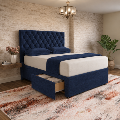 Mayfair Chesterfield Divan Bed - Midnight Linen