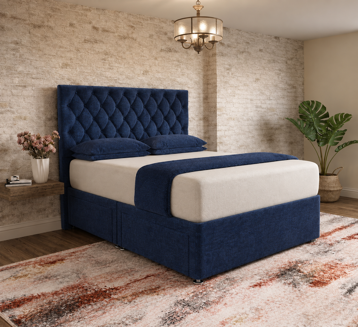 Mayfair Chesterfield Divan Bed - Midnight Linen