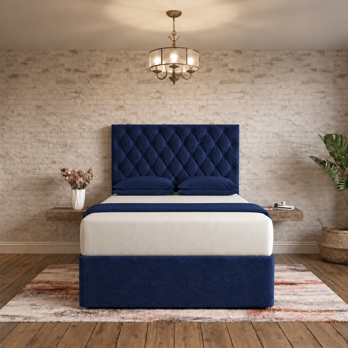 Mayfair Chesterfield Divan Bed - Midnight Linen