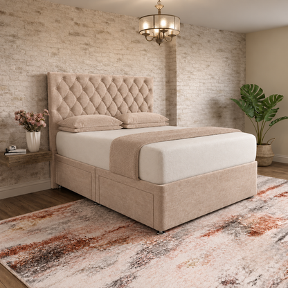 Mayfair Chesterfield Divan Bed - Mink Chenille