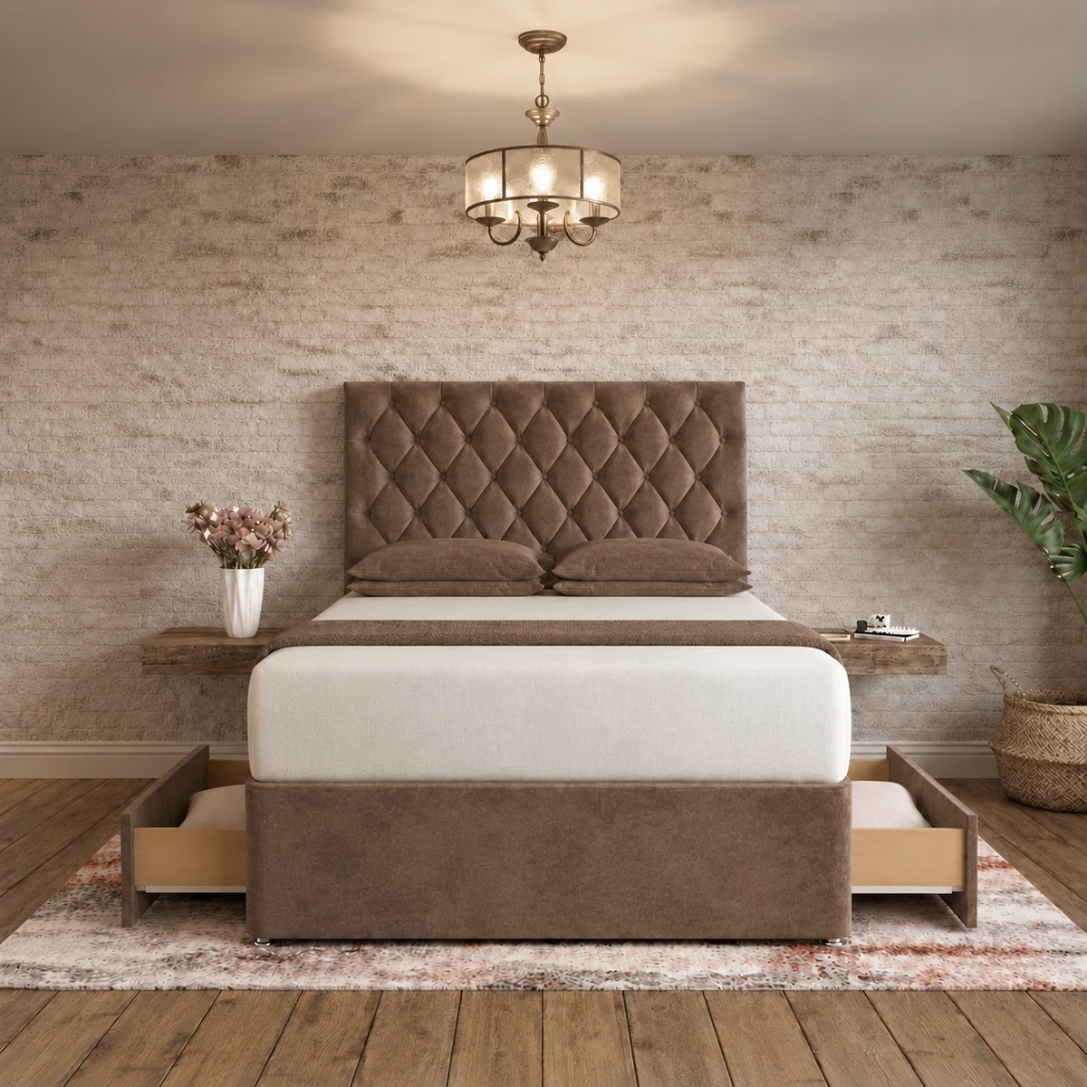 Mayfair Chesterfield Divan Bed - Mink Naples