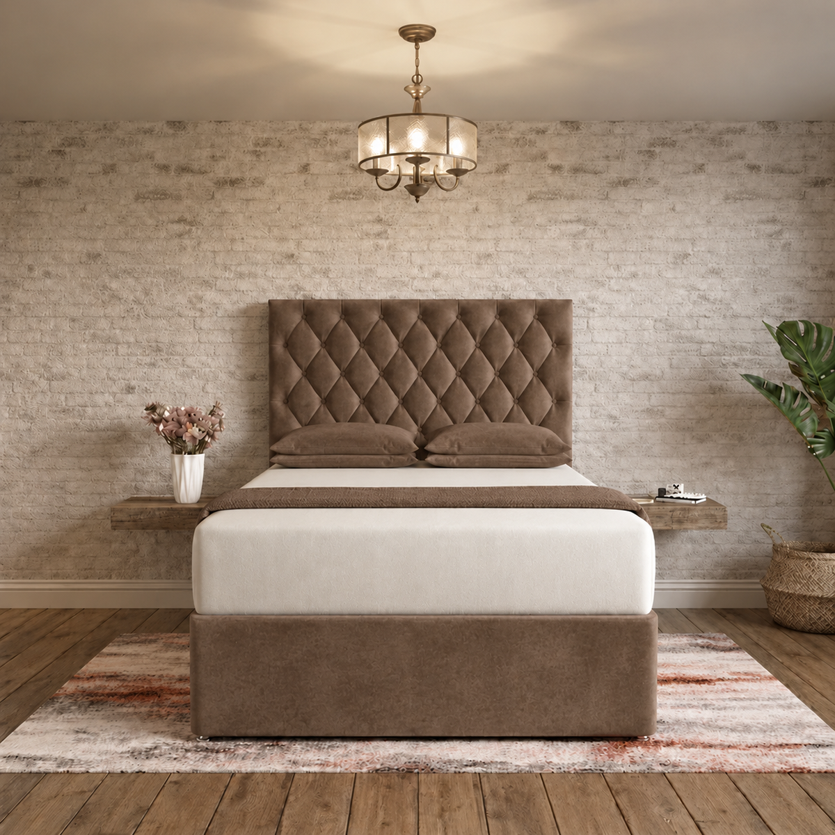 Mayfair Chesterfield Divan Bed - Mink Naples