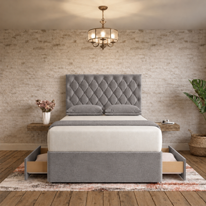 Mayfair Chesterfield Divan Bed - Pewter Wool