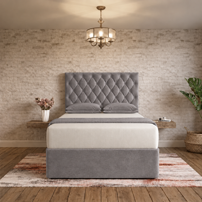 Mayfair Chesterfield Divan Bed - Pewter Wool