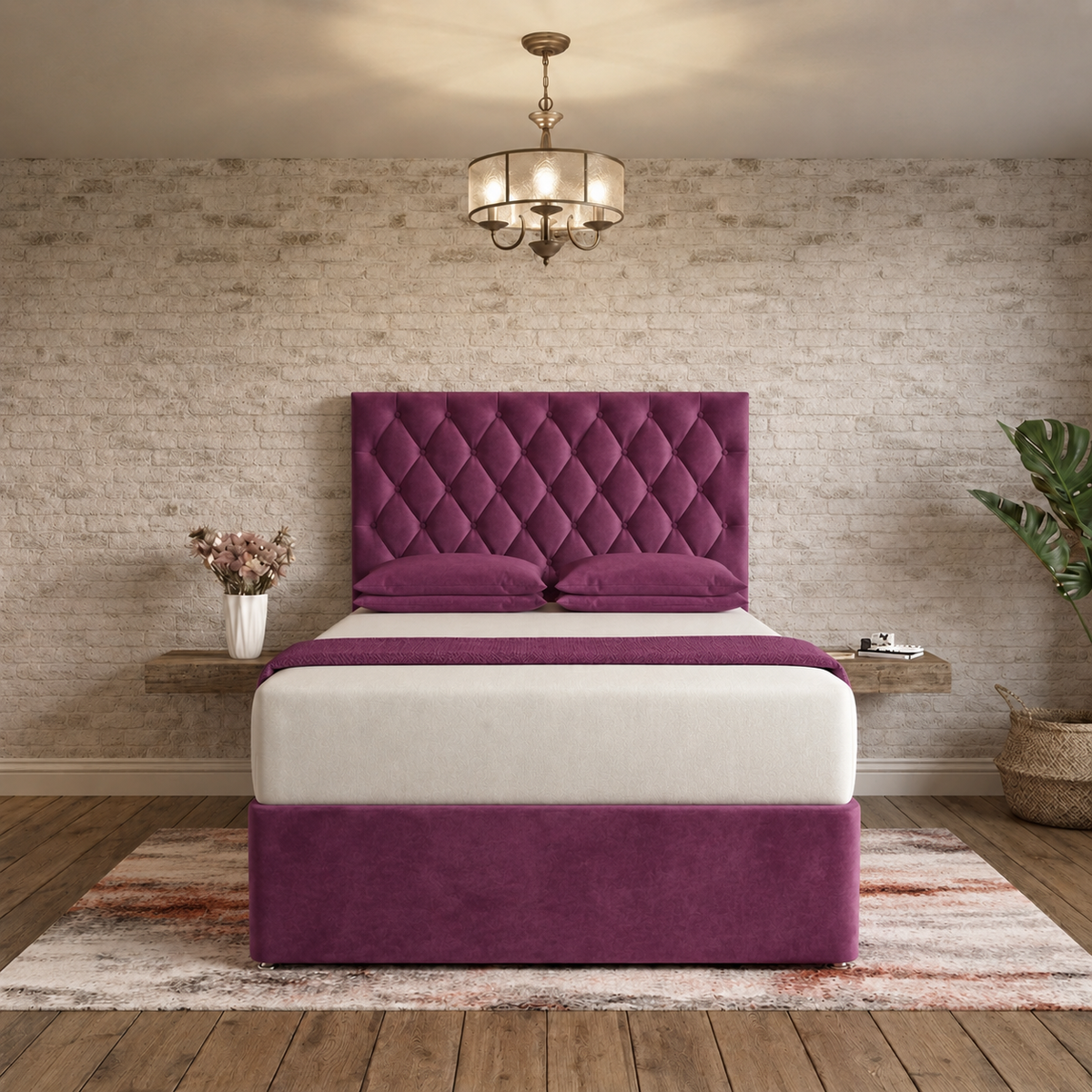 Mayfair Chesterfield Divan Bed - Purple Plush Velvet