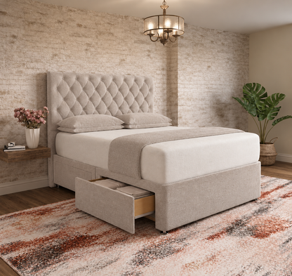 Mayfair Chesterfield Divan Bed - Putty Linen