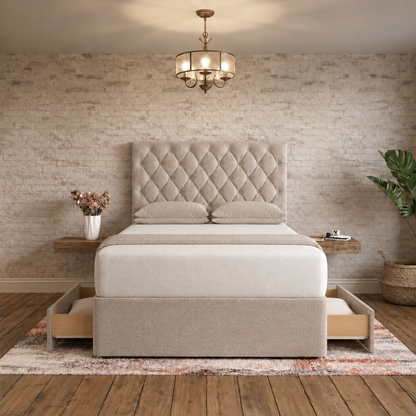 Mayfair Chesterfield Divan Bed - Putty Linen