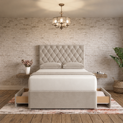 Mayfair Chesterfield Divan Bed - Putty Plush Velvet
