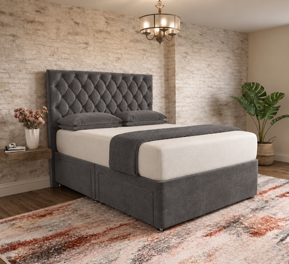 Mayfair Chesterfield Divan Bed - Silver Naples