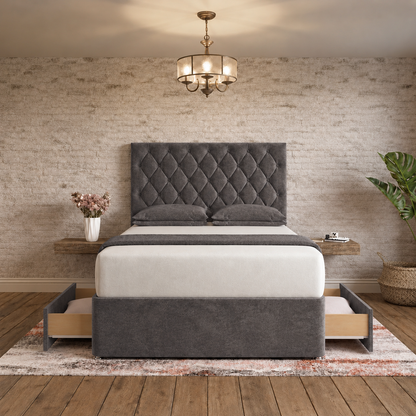 Mayfair Chesterfield Divan Bed - Silver Naples
