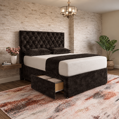 Mayfair Chesterfield Divan Bed - Slate Grey Naples