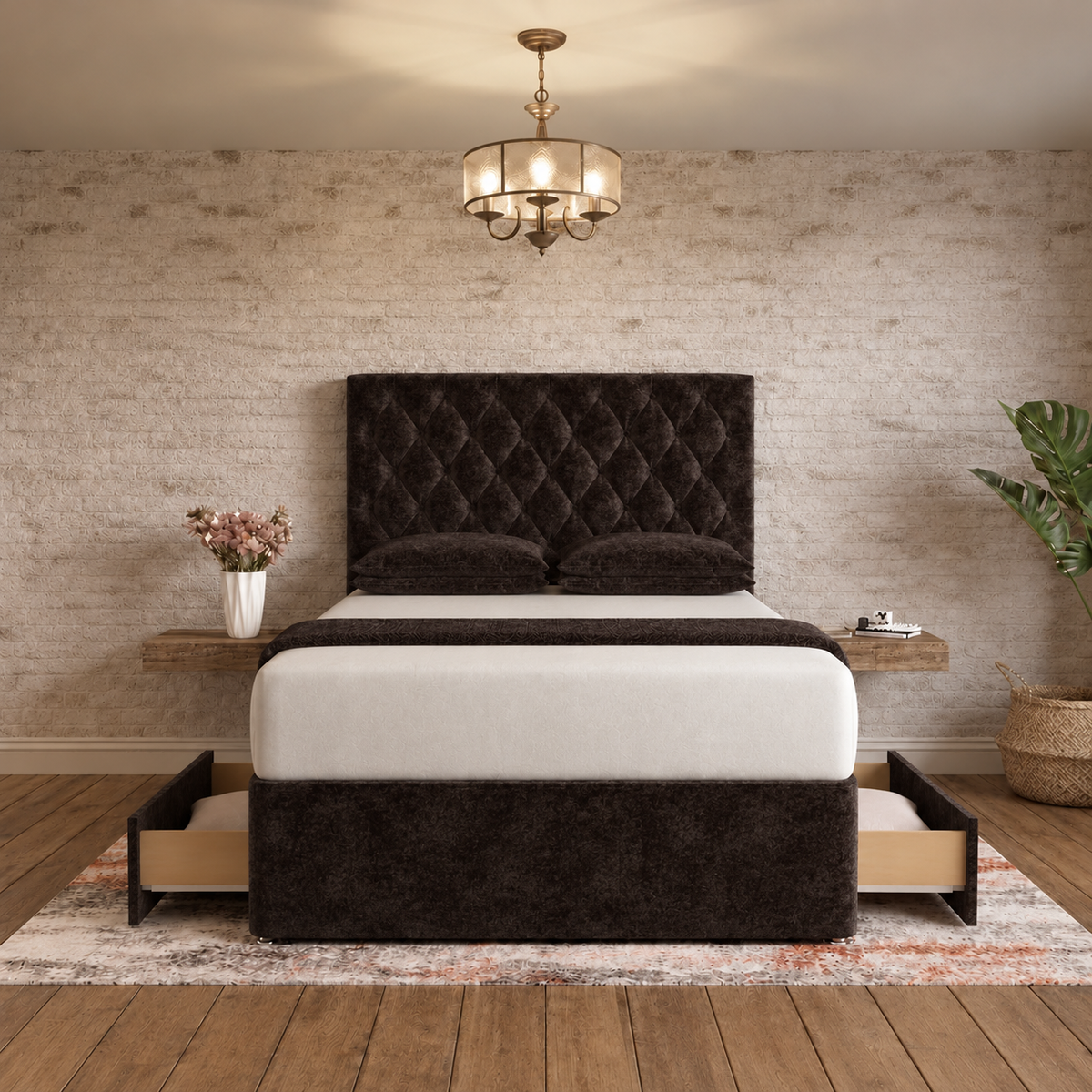 Mayfair Chesterfield Divan Bed - Slate Grey Naples