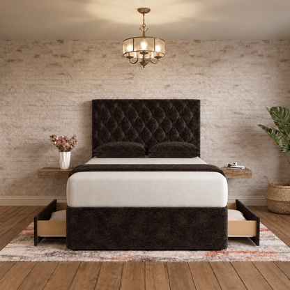 Mayfair Chesterfield Divan Bed - Slate Grey Naples