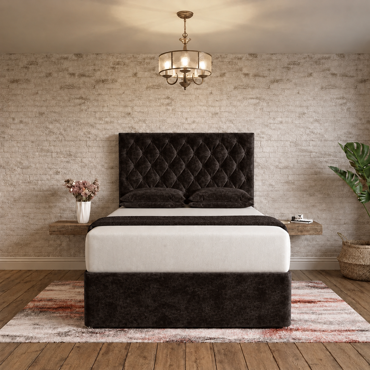 Mayfair Chesterfield Divan Bed - Slate Grey Naples