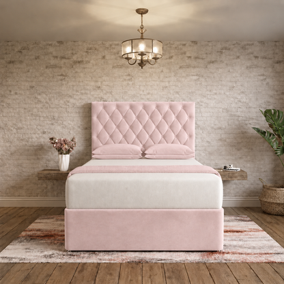 Mayfair Chesterfield Divan Bed - Soft Pink Plush Velvet
