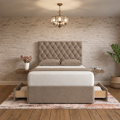 Mayfair Chesterfield Divan Bed - Wheat Linen