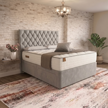 Mayfair Chesterfield Divan Bed - Latte Wool
