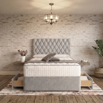 Mayfair Chesterfield Divan Bed - Latte Wool