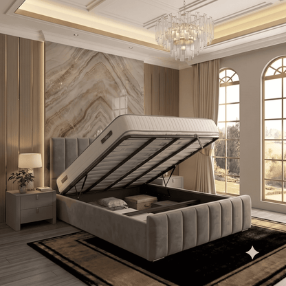 Monaco Upholstered Ottoman Bed - Clay Wool