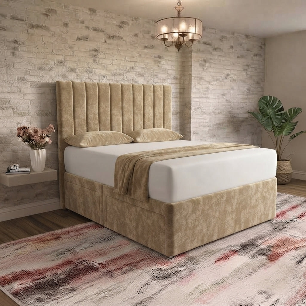 Nexus Divan Bed - Beige Plush Velvet