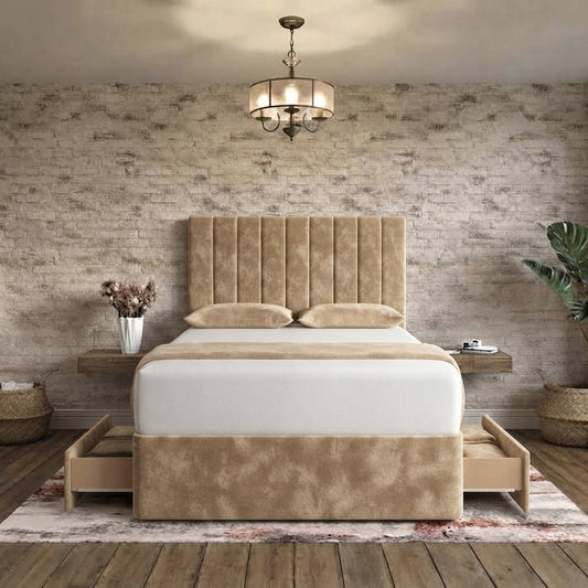 Nexus Divan Bed - Beige Plush Velvet