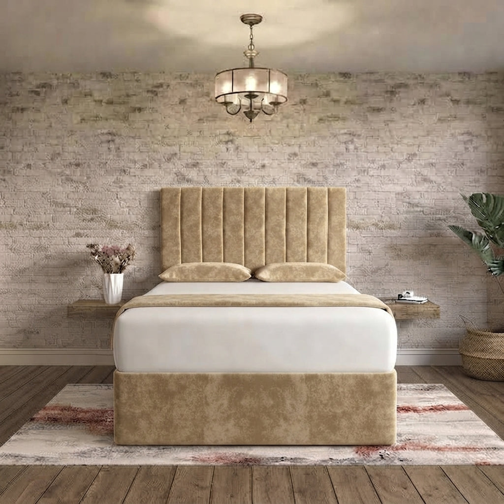 Nexus Divan Bed - Beige Plush Velvet