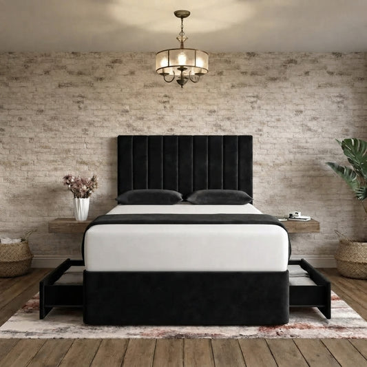 Nexus Divan Bed - Black Plush Velvet